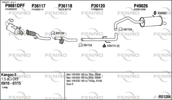 Układ wydechowy FENNO RE1204