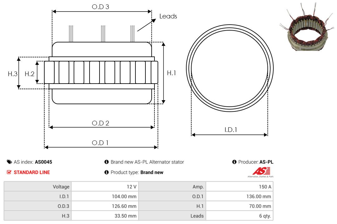 Levně Stator, generátor AS-PL AS0045