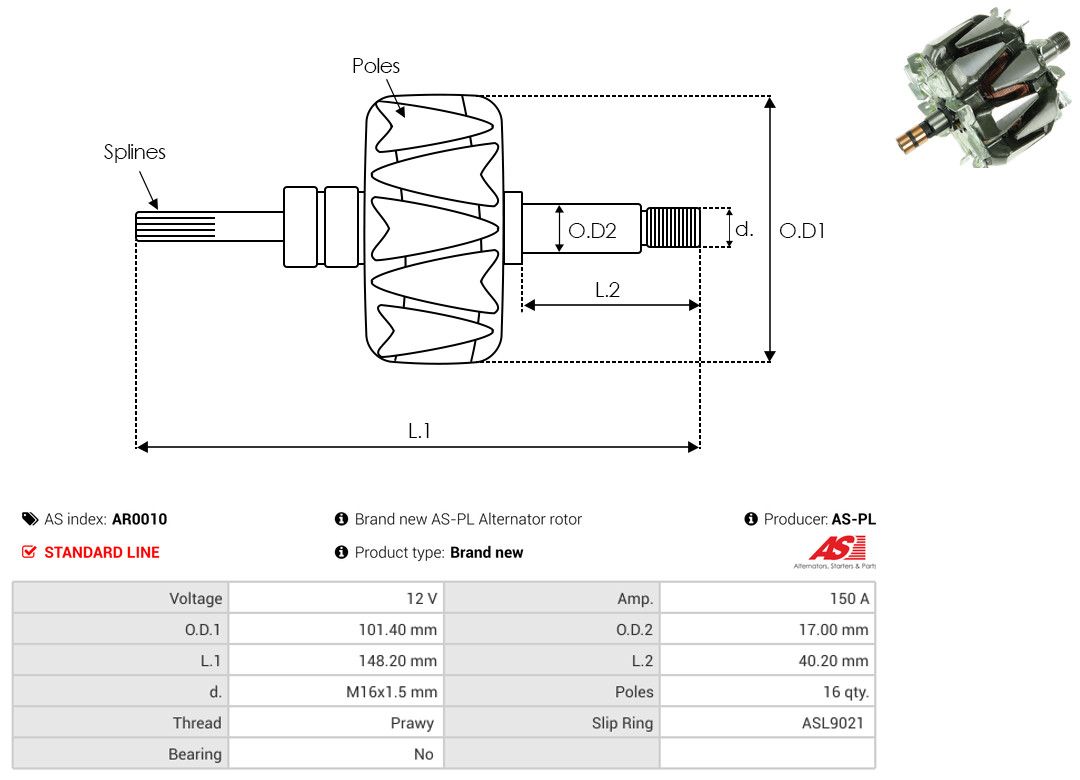 Levně Rotor, generátor AS-PL AR0010