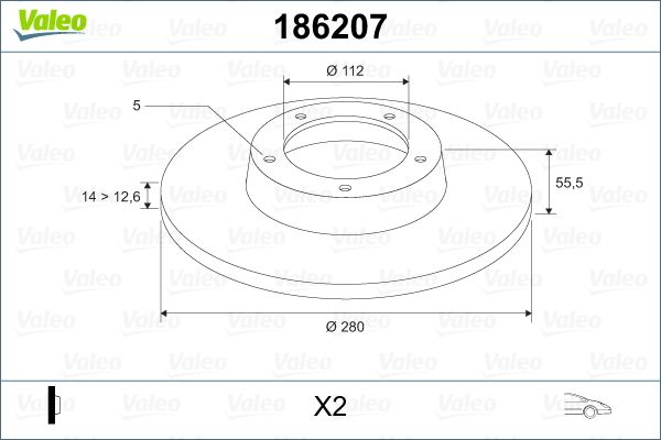 Tarcza hamulcowa VALEO 186207