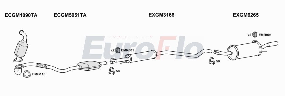 Układ wydechowy EUROFLO VLAST19D1001H