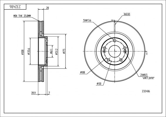Tarcza hamulcowa HART 232 486