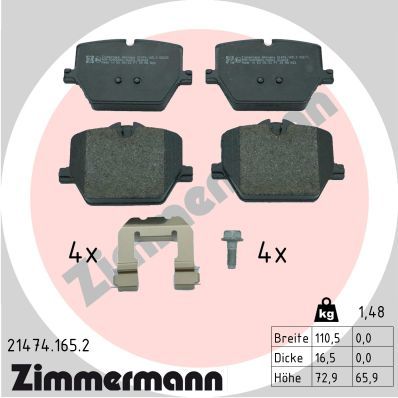 set placute frana,frana disc ZIMMERMANN 21474.165.2