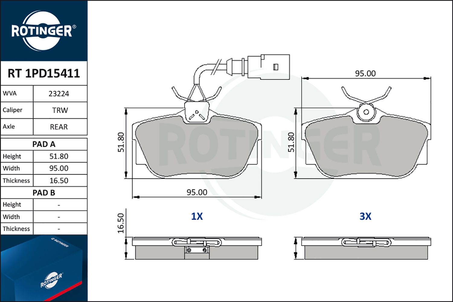 set placute frana,frana disc ROTINGER RT 1PD15411