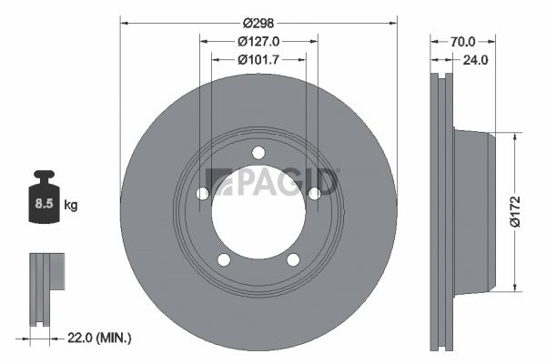 Tarcza hamulcowa PAGID 52913N