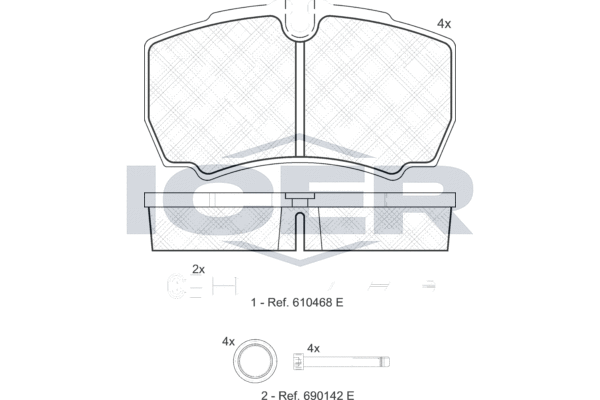 Zestaw klocków hamulcowych, hamulce tarczowe ICER 151640-117