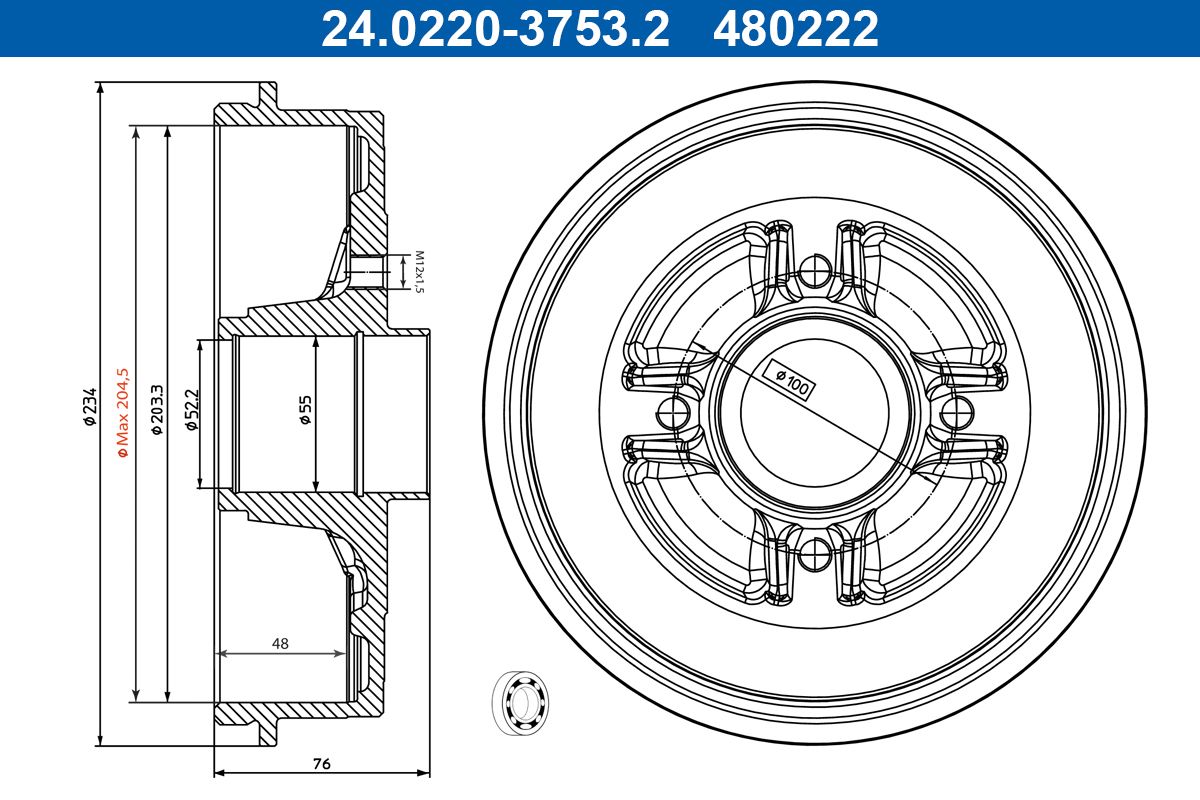 Tambur frana ATE 24.0220-3753.2
