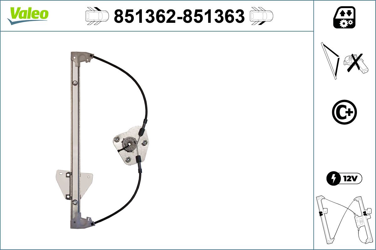 Mecanism actionare geam VALEO 851362
