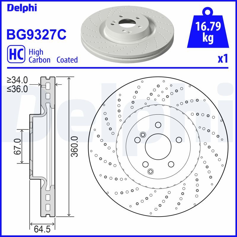 Brzdový kotouč DELPHI BG9327C