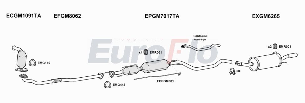 Układ wydechowy EUROFLO VLAST19D1001F