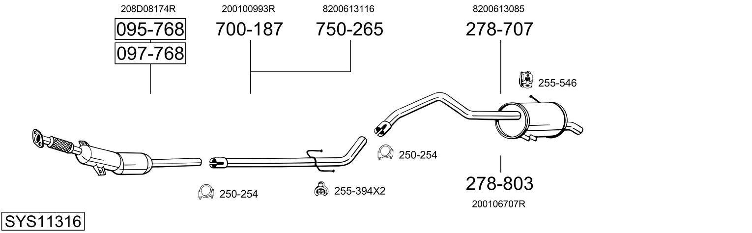 Układ wydechowy BOSAL SYS11316