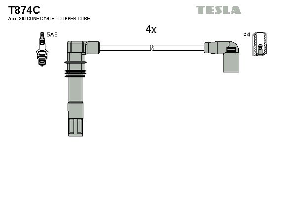 Sada kabelů pro zapalování TESLA T874C