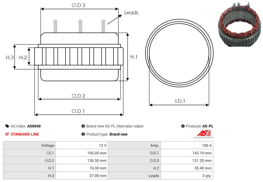 Levně Stator, generátor AS-PL AS0040