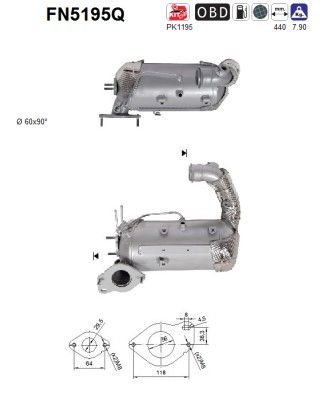 Filtr sadzy / filtr cząstek stałych, układ wydechowy AS FN5195Q