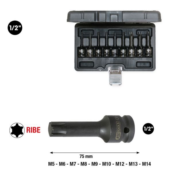 Set capete chei tubulare impact KS TOOLS 911.0934