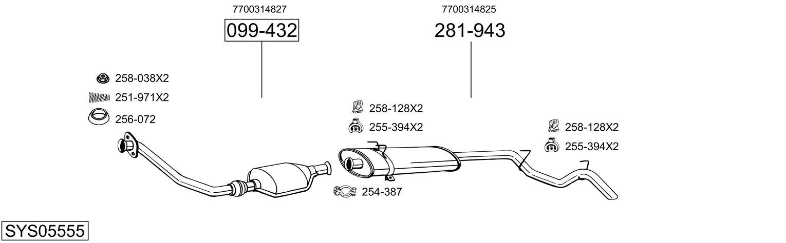 Układ wydechowy BOSAL SYS05555