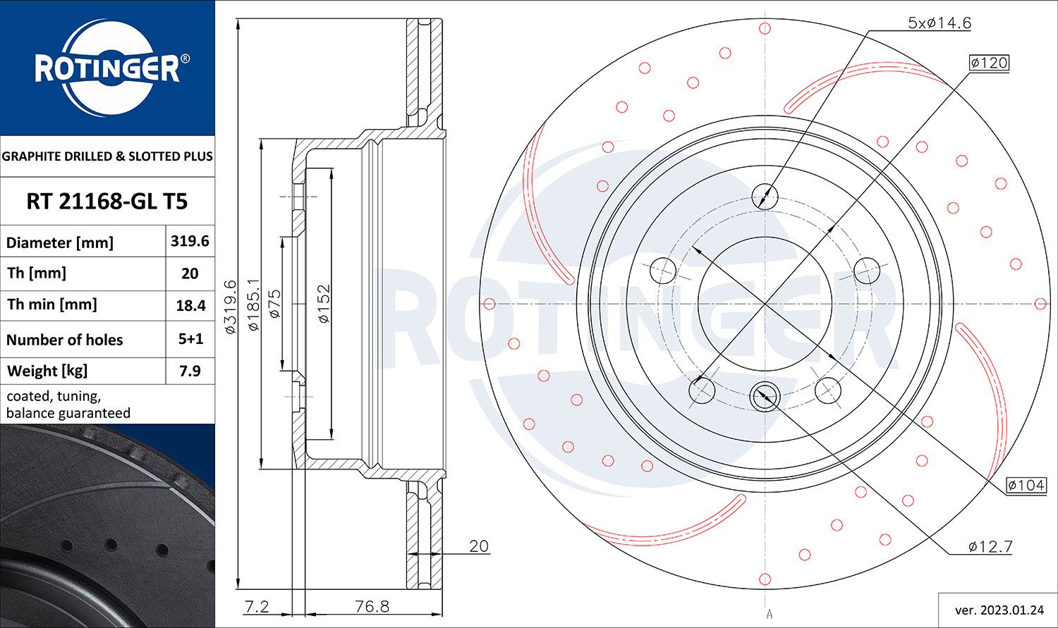 Disc frana ROTINGER RT 21168-GL T5