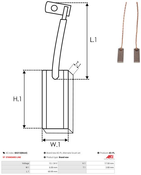 Levně Uhlíkový kartáč, generátor AS-PL BX213(BULK)