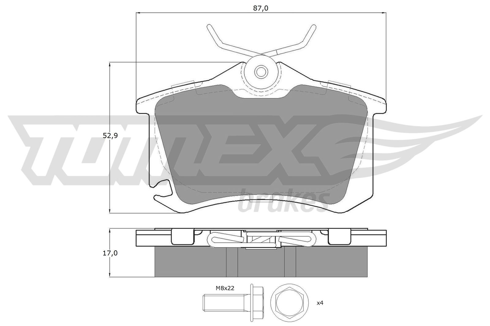 Levně Sada brzdových destiček, kotoučová brzda TOMEX Brakes 15-22