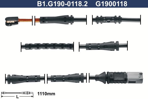 Styk ostrzegawczy, zużycie okładzin hamulcowych GALFER B1.G190-0118.2