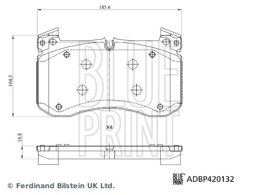 Zestaw klocków hamulcowych, hamulce tarczowe BLUE PRINT ADBP420132
