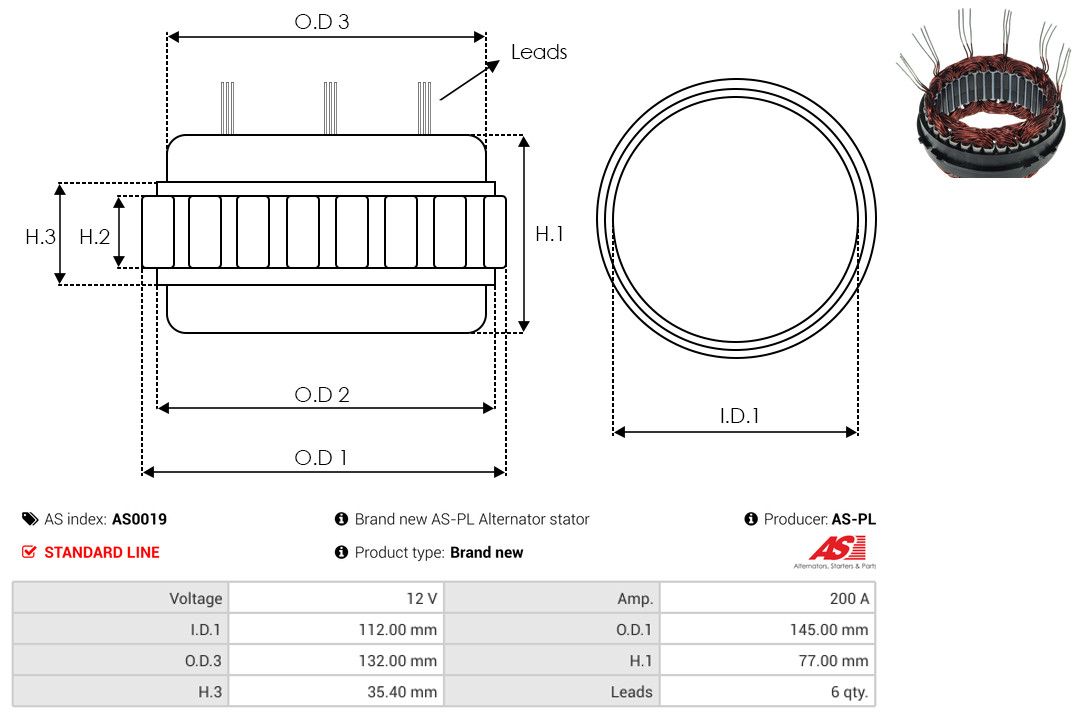 Levně Stator, generátor AS-PL AS0019