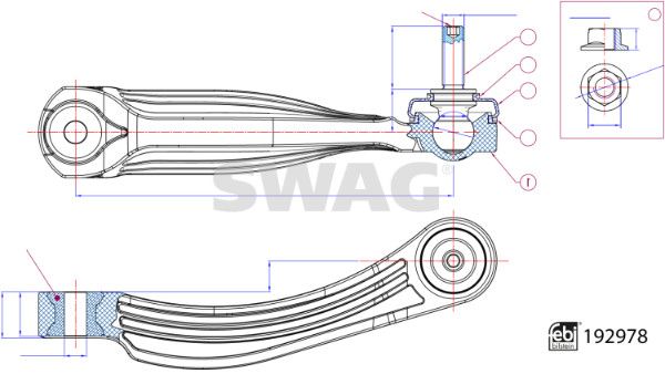 Drążek / wspornik, stabilizator SWAG 33 11 1102