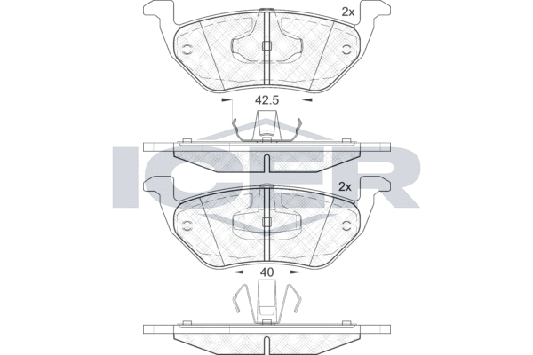 Zestaw klocków hamulcowych, hamulce tarczowe ICER 182031