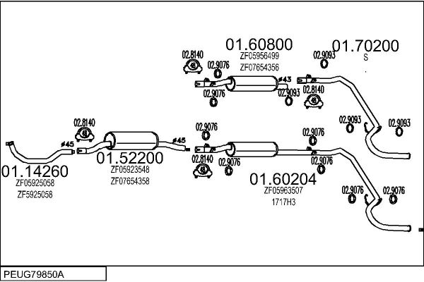 Układ wydechowy MTS PEUG79850A008230