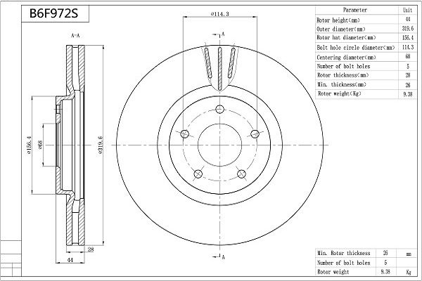 Tarcza hamulcowa AISIN B6F927S