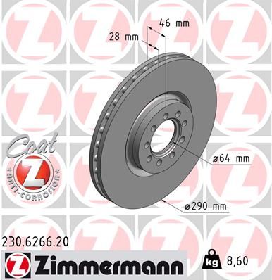 Brzdový kotouč ZIMMERMANN 230.6266.20