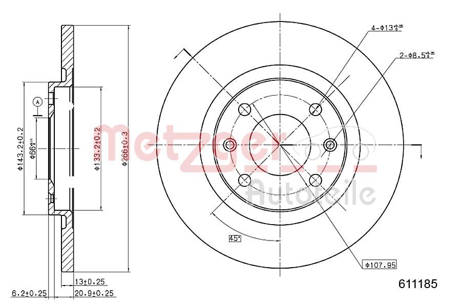 Tarcza hamulcowa METZGER AUTOTEILE 6110185