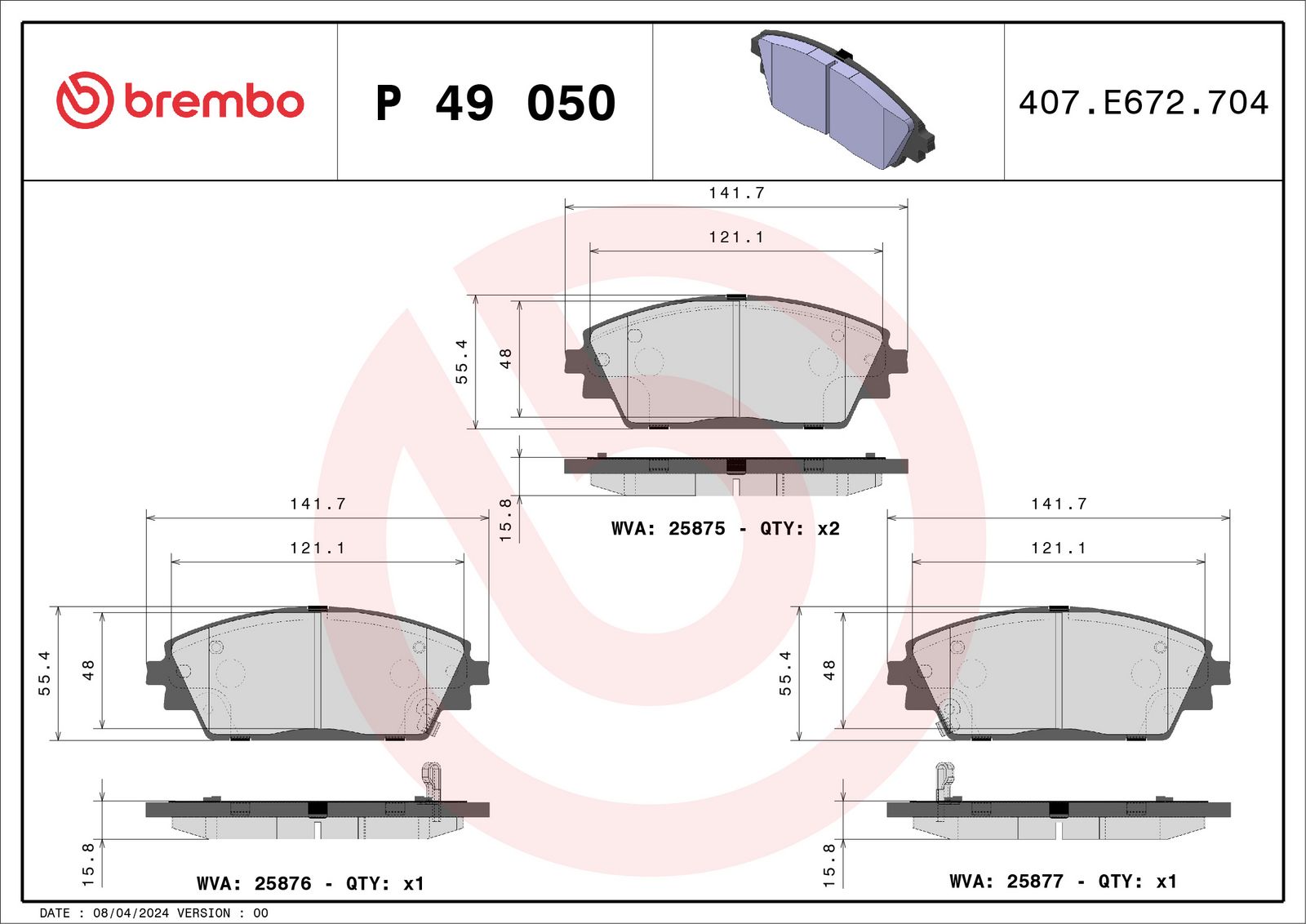 Sada brzdových platničiek kotúčovej brzdy BREMBO P 49 050