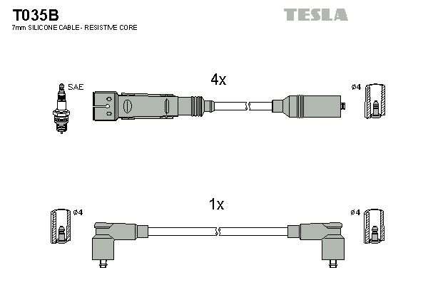 Sada kabelů pro zapalování TESLA T035B