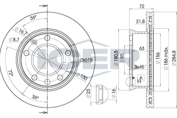 Tarcza hamulcowa ICER 78BD0187-1