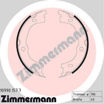 Zestaw szczęk hamulcowych, hamulec postojowy ZIMMERMANN 10990.157.7