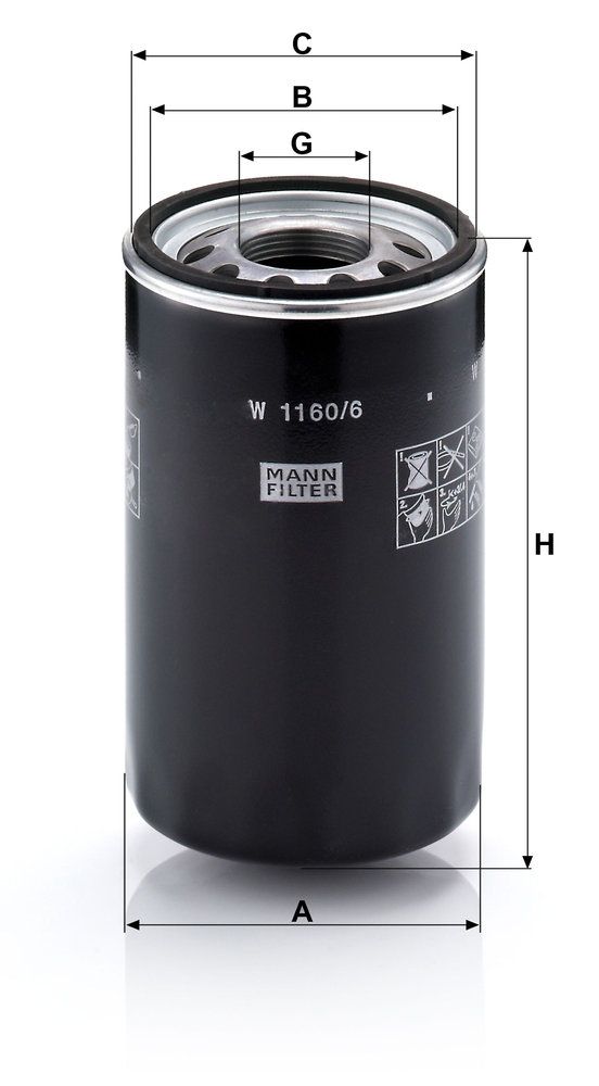 Levně Filtr, pracovní hydraulika MANN-FILTER W 1160/6