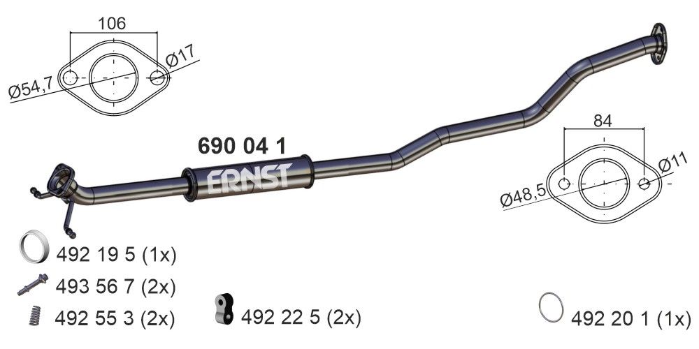 Levně Střední tlumič výfuku ERNST 690041