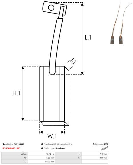 Levně Uhlíkový kartáč, generátor AS-PL BX213(IKA)