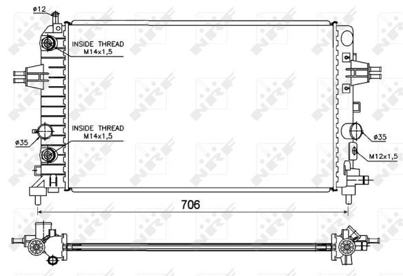 Levně Chladič, chlazení motoru NRF 53144