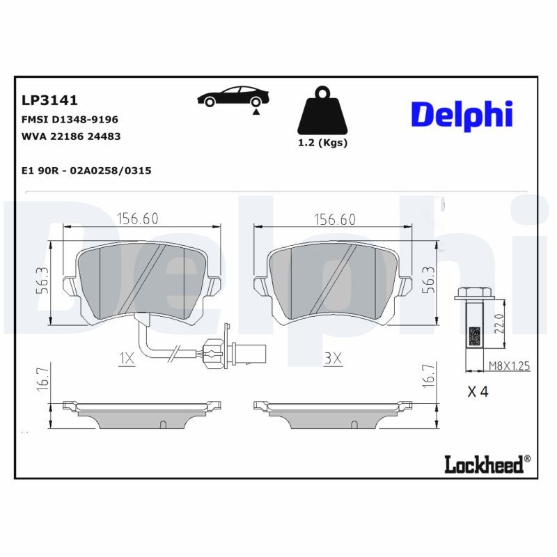 set placute frana,frana disc DELPHI LP3141