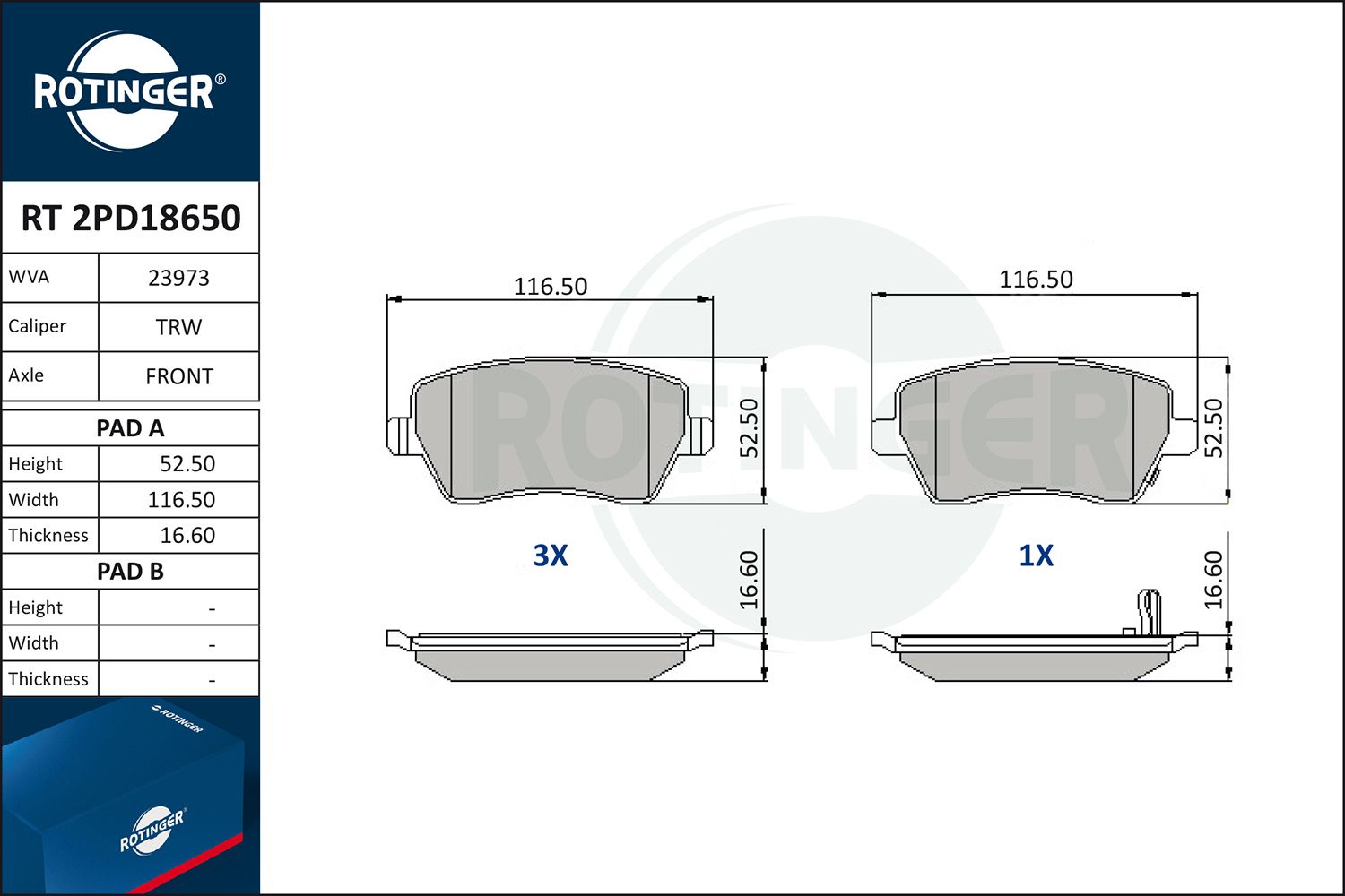 set placute frana,frana disc ROTINGER RT 2PD18650