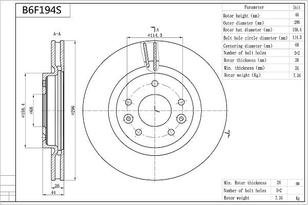 Tarcza hamulcowa AISIN B6F194S