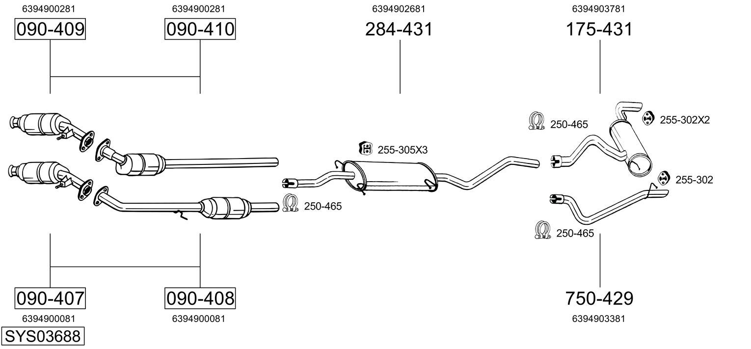 Układ wydechowy BOSAL SYS03688