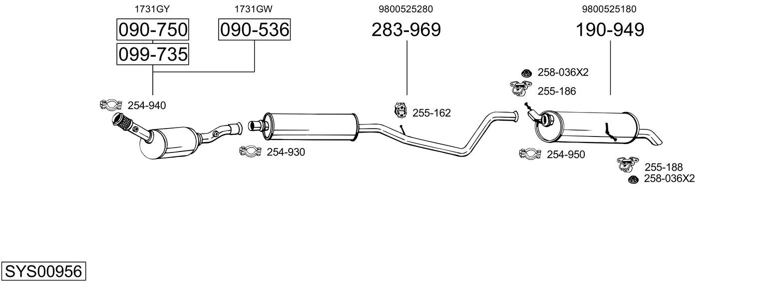 Układ wydechowy BOSAL SYS00956