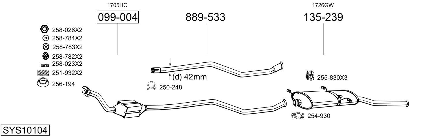 Układ wydechowy BOSAL SYS10104