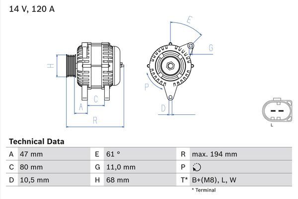 Alternator BOSCH 0 986 044 890