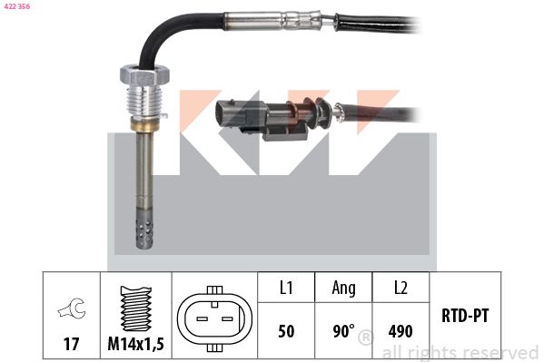czujnik, temperatura spalin KW 422 356