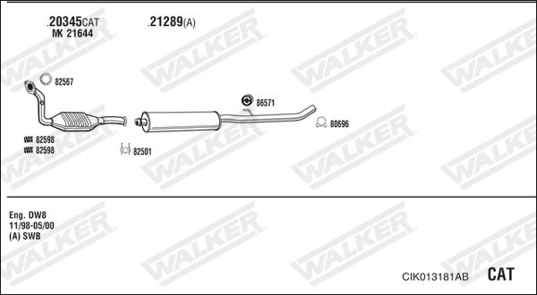 Układ wydechowy WALKER CIK013181AB