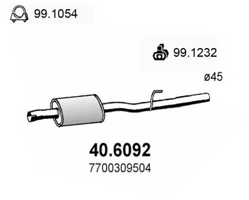 Tłumik środkowy ASSO 40.6092